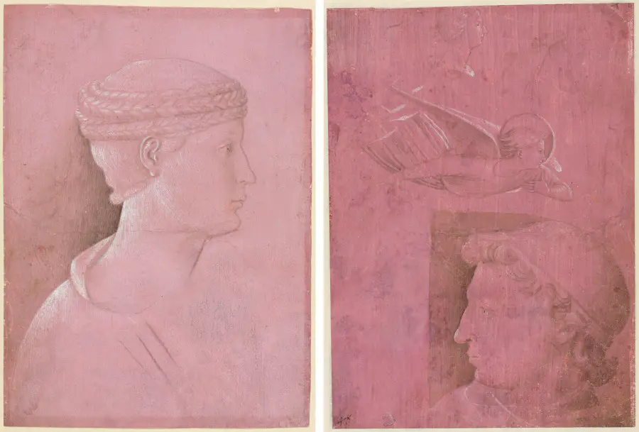 Bust of a Woman (recto); Head of a Man, Two Studies of a Woman's Profile, and a Study of An Angel (verso)