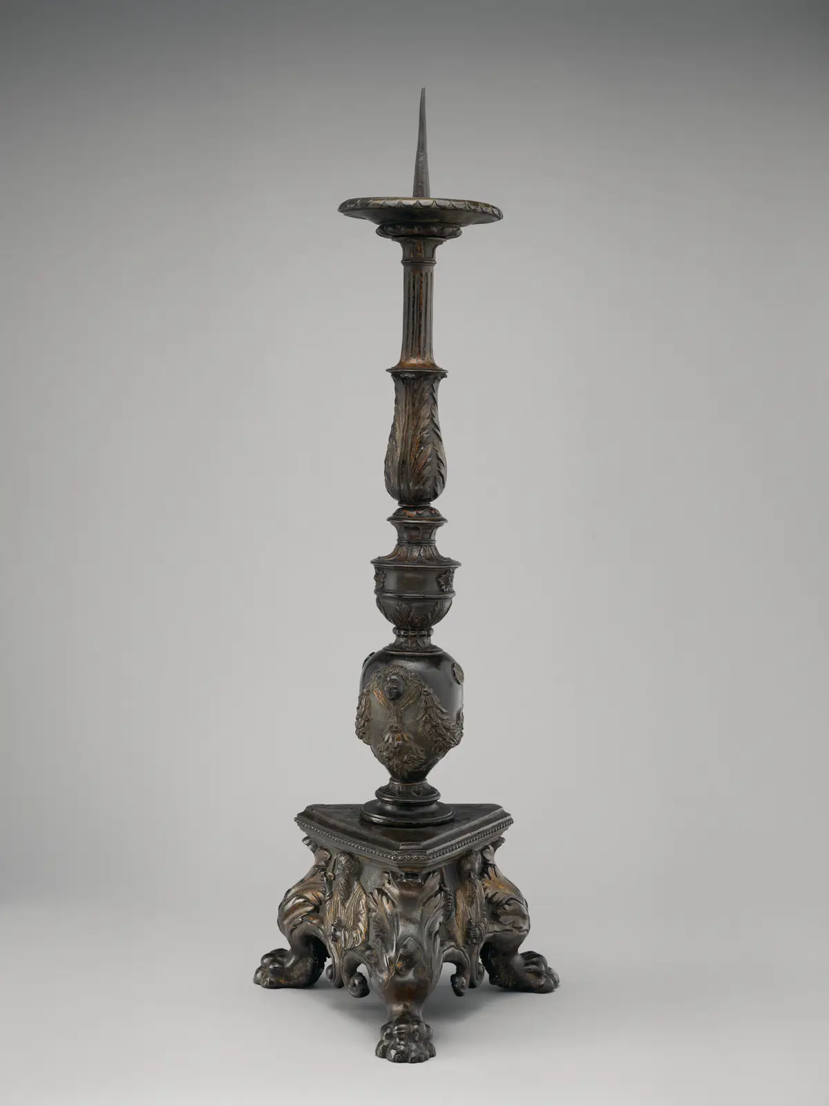 Altar candlestick with busts in relief of Saints Peter and Paul (one of a pair)